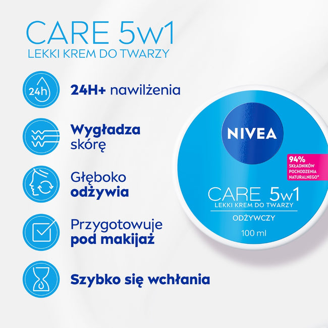 Nivea Care 5w1 odżywczy lekki krem do twarzy 100ml