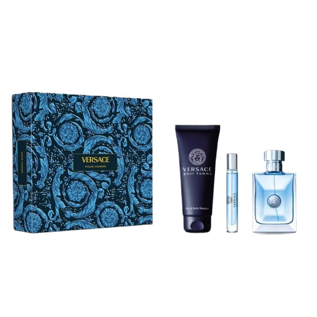 Versace Pour Homme zestaw woda toaletowa spray 100ml + żel pod prysznic 150ml + woda toaletowa spray 10ml