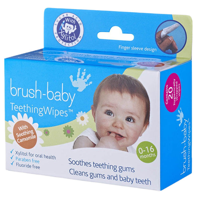 Brush-Baby TeethingWipes gaziki higieniczne z rumiankiem dla dzieci 0-16m 20szt.