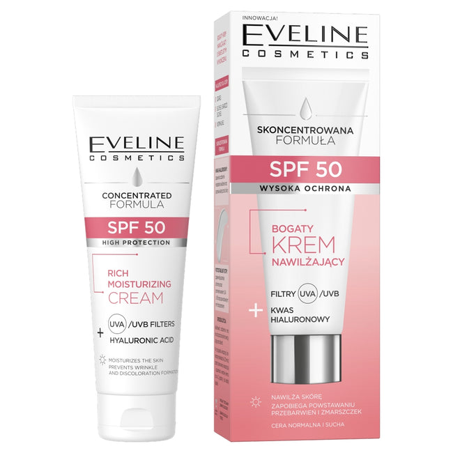 Eveline Cosmetics Skoncentrowana Formuła bogaty krem nawilżający z SPF50 30ml