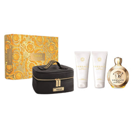 Versace Eros Pour Femme zestaw woda perfumowana spray 100ml + balsam do ciała 100ml + żel pod prysznic 100ml + kosmetyczka