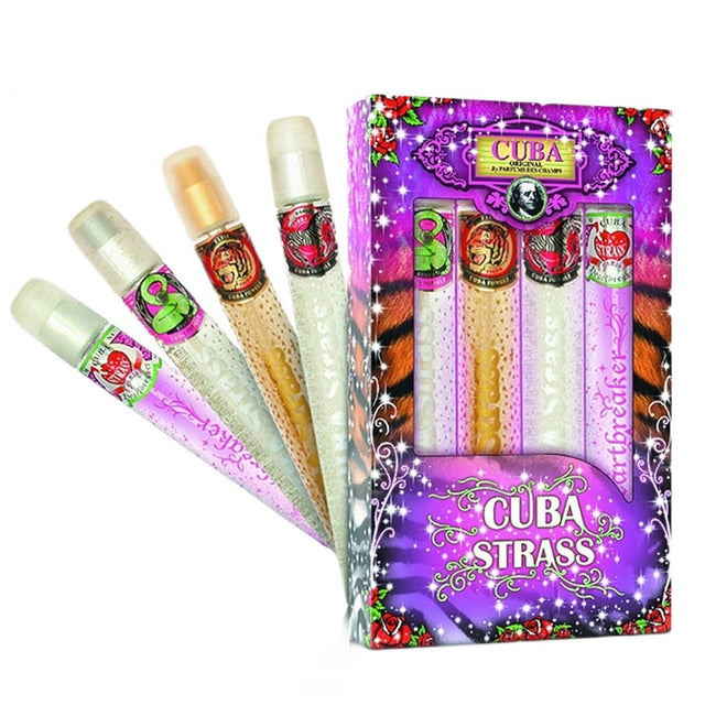 Cuba Original Cuba Strass zestaw Snake woda perfumowana spray 35ml + Tiger woda perfumowana spray 35ml + Zebra woda perfumowana spray 35ml + Heartbreaker woda perfumowana spray 35ml