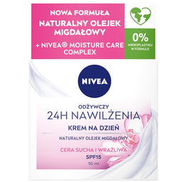 Nivea 24H Nawilżenia odżywczy krem na dzień cera sucha i wrażliwa SPF15 50ml