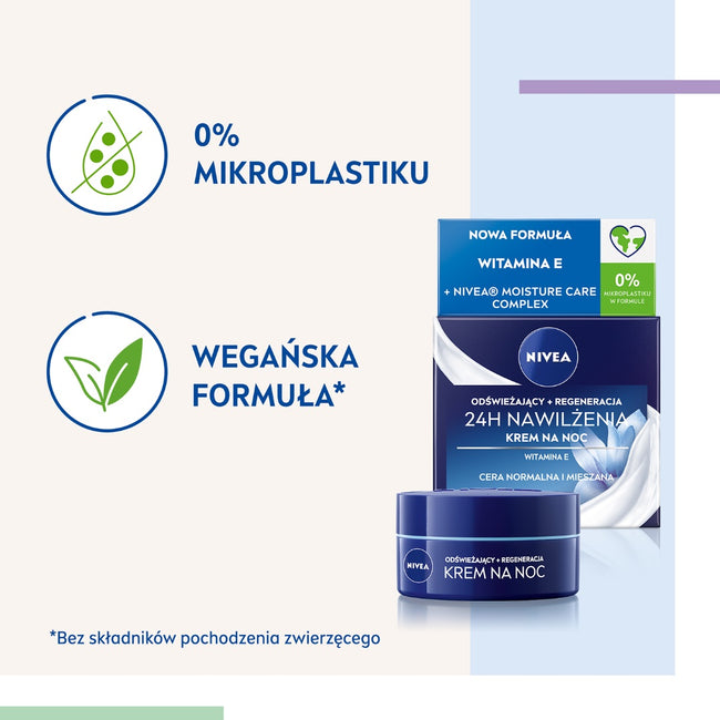 Nivea 24H Nawilżenia + Regeneracja nawilżający krem na noc cera normalna i mieszana 50ml