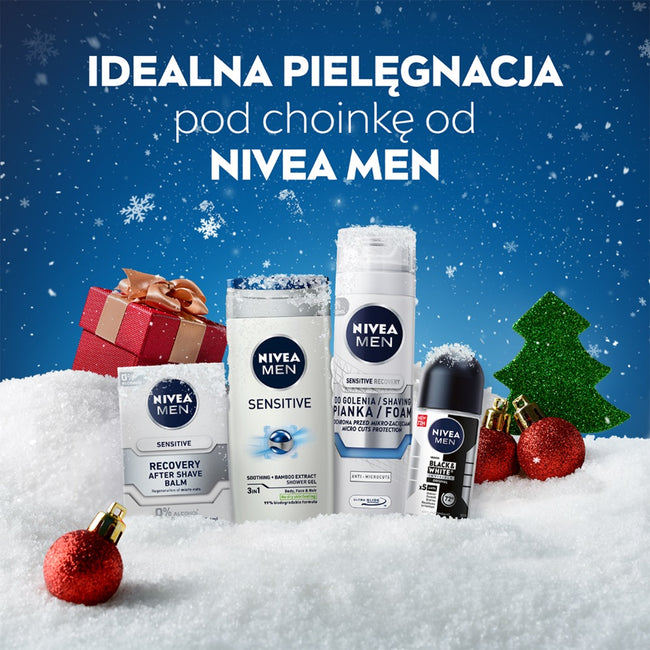 Nivea Men Sensitive Recovery Collection zestaw żel pod prysznic 3w1 250ml + antyperspirant roll-on 50ml + balsam po goleniu 100ml + pianka do golenia 200ml