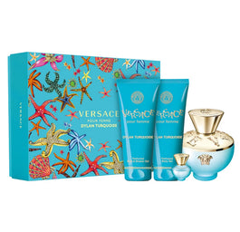 Versace Dylan Turquoise Pour Femme zestaw woda toaletowa spray 100ml + woda toaletowa spray 5ml + żel pod prysznic 100ml + żel do ciała 100ml