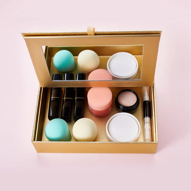 JESSUP Makeup Organizer Box szkatułka z lusterkiem Gold