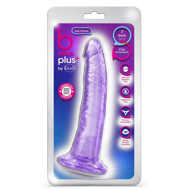 Blush B Yours Plus Lust N' Thrust transparentne dildo z przyssawką Purple