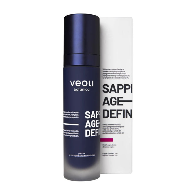 Veoli Botanica Sapphire Age-Definer liftingująco-remodelująca maska anti-aging z czystym peptydem miedziowym 0.5% peptydem antygrawitacyjnym 2% i peptydem biomimetycznym 1% 50ml