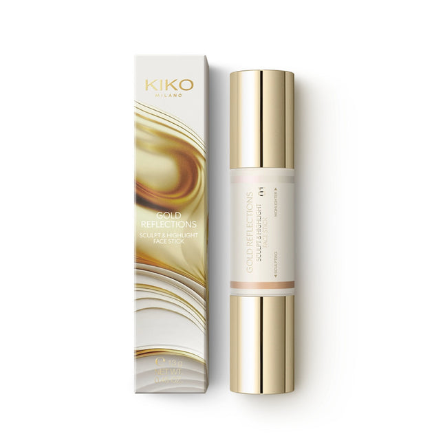 KIKO Milano Gold Reflections Sculpt & Highlight Face Stick matowy bronzer i rozświetlacz w sztyfcie 01 Light &Lilac 13g