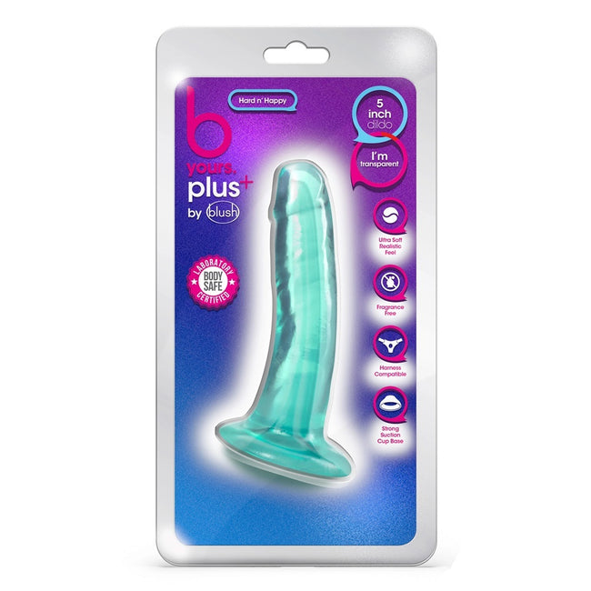 Blush B Yours Plus Hard N' Happy transparentne dildo z przyssawką Teal