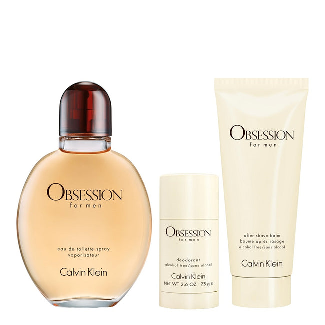 Calvin Klein Obsession for Men zestaw woda toaletowa spray 125ml + balsam po goleniu 100ml + dezodorant sztyft 75ml