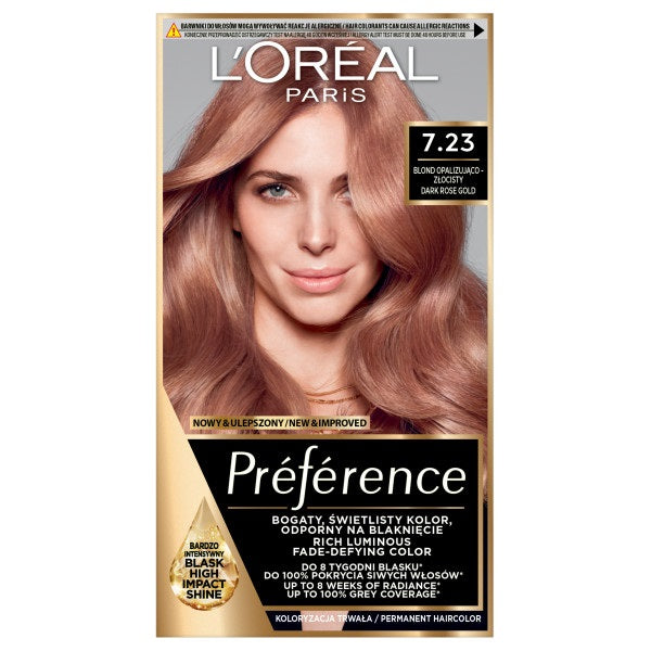 L'Oreal Paris Preference farba do włosów 7.23 Blond Opalizująco-Złocisty