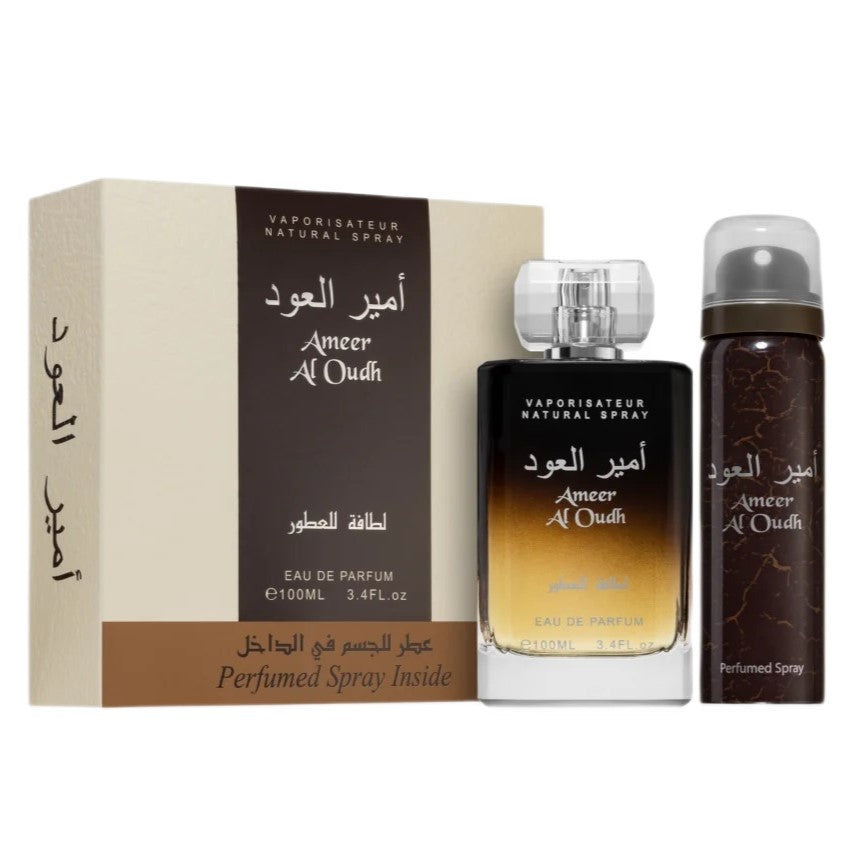 lattafa ameer al oudh woda perfumowana 100 ml   zestaw