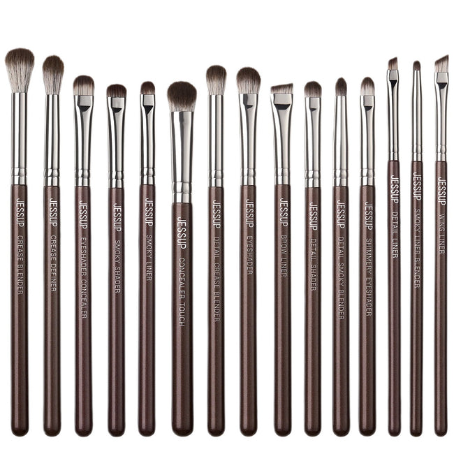 JESSUP Brown Makeup Brushes zestaw pędzli do makijażu oczu T499 15szt.