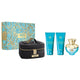 Versace Dylan Turquoise Pour Femme zestaw woda toaletowa spray 100ml + żel pod prysznic 100ml + żel do ciała 100ml + kosmetyczka