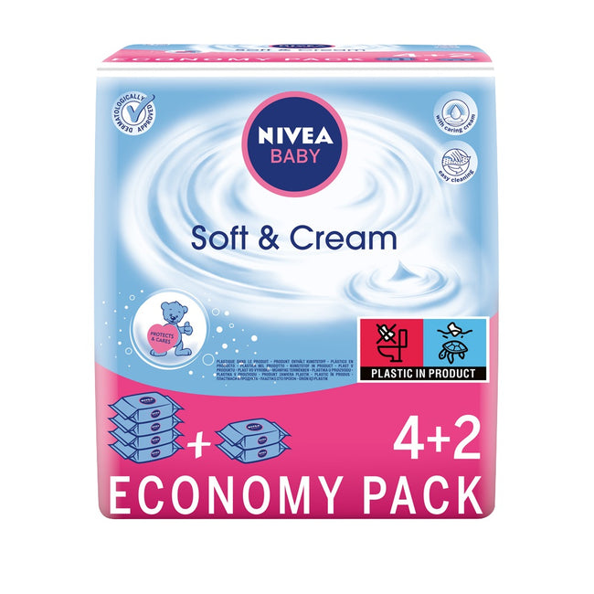 Nivea Baby Soft & Cream chusteczki oczyszczające 6x63szt.