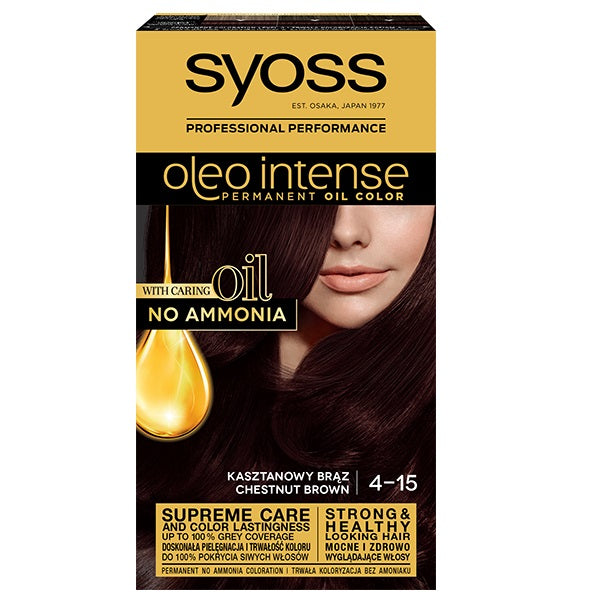 Syoss Oleo Intense farba do włosów trwale koloryzująca z olejkami 4-15 Kasztanowy Brąz
