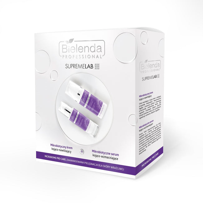 Bielenda Professional SupremeLab Microbiome Pro Care zestaw mikrobiotyczny krem kojąco-nawilżający 50ml + mikrobiotyczne serum kojąco-wzmacniające 30ml