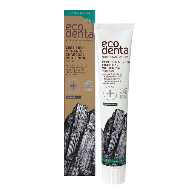 Ecodenta Certified Organic Charcoal Whitening Toothpaste wybielająca czarna pasta do zębów z owocami dżungli 75ml