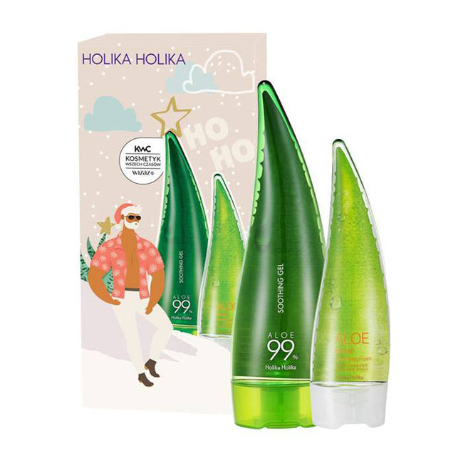 HOLIKA HOLIKA Zestaw Aloe 99% Soothing Gel wielofunkcyjny aloesowy żel do ciała 250ml + Aloe Facial Cleansing Foam delikatna pianka do oczyszczania twarzy 150ml